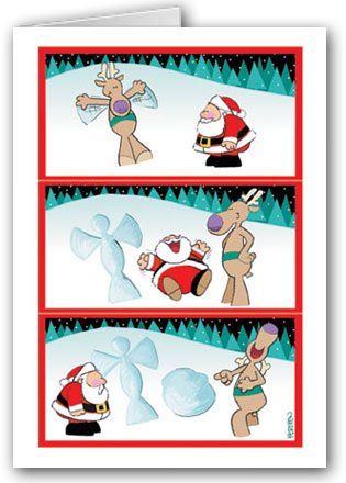 Snow Angels Christmas Cards - humorous 12 cards/ 13 envelopes