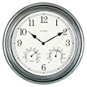 Chaney Instrument 14-Inch Pewter Clock/Thermometer/Hygrometer