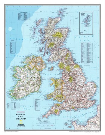 Map of Britain And Ireland Art Poster Print, 23x30