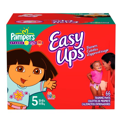 Pampers Easy Ups Trainers For Girls, Size 5 (30-40 Lbs), Large Pack, 66 Training Pants