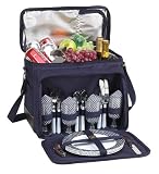 Classic Picnic Cooler For Four w/Out Wheels (Navy/Gingham)