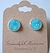 Summerfield Collection Silver-tone Faux Druzy Stone Stud Earrings 12mm (Aqua Blue)