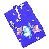 【着物問屋】 女の子ゆかたNo.345【藤と蝶・青】 3~4才用(100cm)