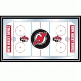 NHL New Jersey Devils Framed Hockey Rink Mirror - 15Lx26W