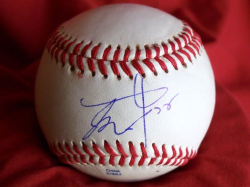 2011 World Series Yoshinori Tateyama Autographed ROLB Baseball, Texas Rangers, Proof Photo of Yoshinori Signing for Us.