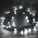 5m Outdoor LED String Lights Ice White with Green Cable