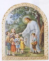 Jesus with Children Plaque, 9.5" x 7.5" - MADE IN ITALY