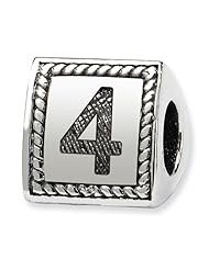 Sterling Silver Reflections Number 4 Triangle Block Bead