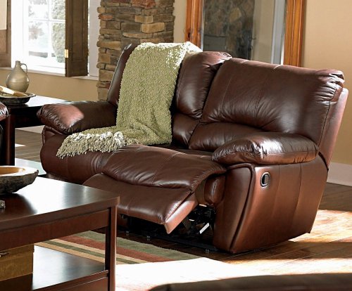 Clifford Double Reclining Love Seat in Brown Leather by Coaster Furniture