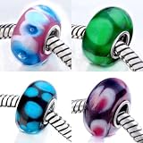 Pugster 4 Pc Glass Beads 925 Sterling Silver Jewelry Fits Pandora Charm Bracelet