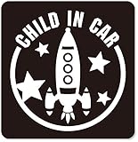 imoninn CHILD in car ステッカー　【マグネットタイプ】　No.15　ロケット　（黒色）