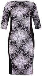 Plus Size Short Sleeves Jacquard Polyester Floral Print Midi Dress 