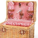 Wine & Cheese Picnic Basket Chardonnay Willow Set For 2 in Red Checked by Picnic Time
