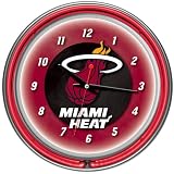 Miami Heat NBA Chrome Double Ring Neon Clock - Game Room Products Neon Clocks NBA