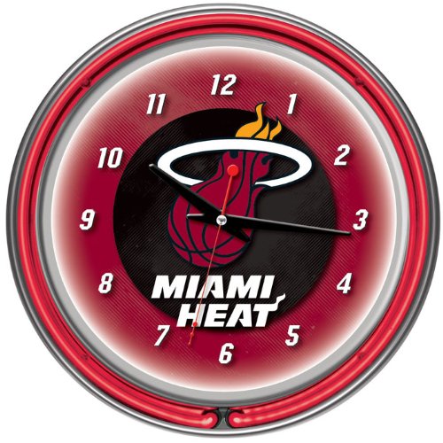 NEW Miami Heat NBA Chrome Double Ring Neon Clock (Game Room Products)