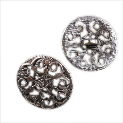25pcs Antique Silver Hollow Button Charms Round Alloy Charms Fit DIY