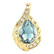 14K Yellow Gold Aquamarine and Diamond Pendant