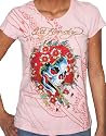 ED HARDY Christian Audigier Crystal Rock Beautiful Ghost Tattoo Platinum T-Shirt Tee Top