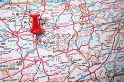 Wallmonkeys Peel and Stick Wall Decals - Cincinnati, Ohio on the Map - 24