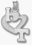 Tennessee Volunteers I Heart T Pendant - Sterling Silver Jewelry