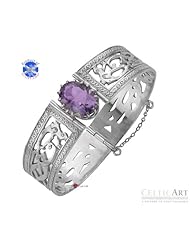 Sterling Silver Bracelet Ornate Celtic Design Amethyst