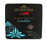 Valrhona 18 French Gourmet Chocolate Squares Caraibe, Dark chocolate 66% cocoa, 3.2oz
