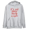 Hoodie Mens Heather Gray " It's not easy being arrogant " Adjetives