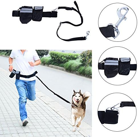 Running Dog Leash Hands Free Walking Waist Belt Adjustable Reflective for Running Walking Hiking Jogging Biking