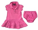 AUTHENTIC RALPH LAUREN Infant Girls Polo Dress with Matching Panty Adorable (White, Pink, Maui Pink)