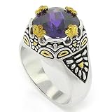 Designer Inspired 2-tone Vintage Ring w/Amethyst CZ