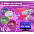 Pink Portable Karaoke Family Party Pack CDG + Karaoke Machine CD Player - 2 Microphones & 50 Songs (4 CD) - Pink