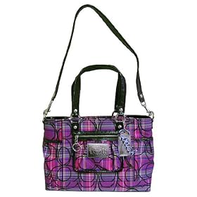 Coach Signature Poppy Tartan Book Tote Pink Multi 14367