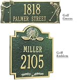 Personalized Golf Address Plaque (Style=Golf Emblem - Two Lines - 6014,Color=WH - White/Black letters)