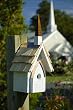 White Crackled Finish Chapel Birdhouse