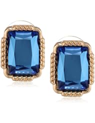 Foil Back Faceted Stone Gold Tone Button Earrings