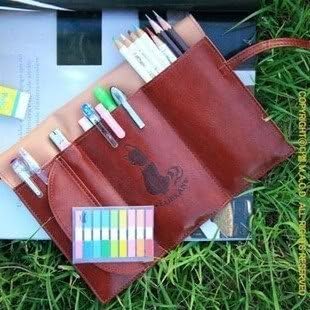 Lubean Cat Retro Leather Pen Pouch Bag Case Holder