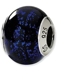 Sterling Silver Reflections Blue/Black Italian Murano Bead