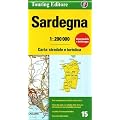 Sardinien Strassenkarte, Karte, Landkarte, TCI (Touring Club Italiano) Blatt 15, Sardegna / Sardinien, Cagliari, Sassari, Olbia, Gallura, 1:200.000, Wasser- und Rei�fest