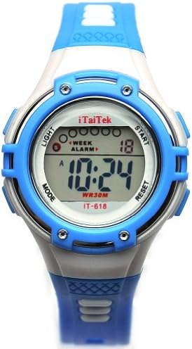 Sinceda Unisex Children Multi Function Luminous Analog Digital Electronic LCD Watch Blue Strap