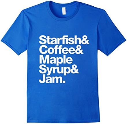 Men's Starfish &amp; Coffee &amp; Maple &amp; Syrup &amp; Jam T-shirt Large Royal Blue