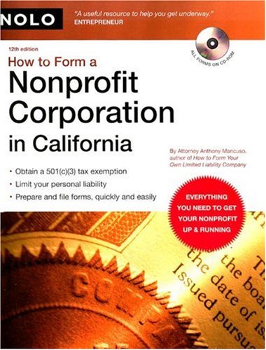 How to Form a Nonprofit Corporation in California (book with CD-Rom) under The Books Store