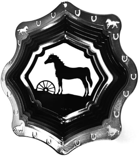 12" Horse and Wheel - Black Starlight, Made in the Usa, 18 Gauge Stainless Steel, Lifetime Rustproof Guarantee
