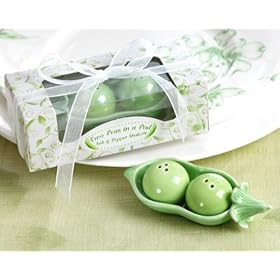  Two Peas in a Pod - Ceramic Salt & Pepper Shakers in Ivy Print Gift Box - Baby Shower Gifts & Wedding Favors (Set of 12)
