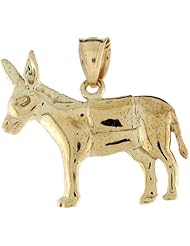 10k Real Yellow Gold 2.14cm Sleek Donkey Burro Charm Pendant