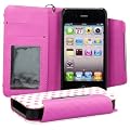 Elegante e pratica CUSTODIA PORTAFOGLIO con porta-carte di credito e porta-biglietti da visita per Apple iPhone 4 / 4S in Rosa firmata kwmobile