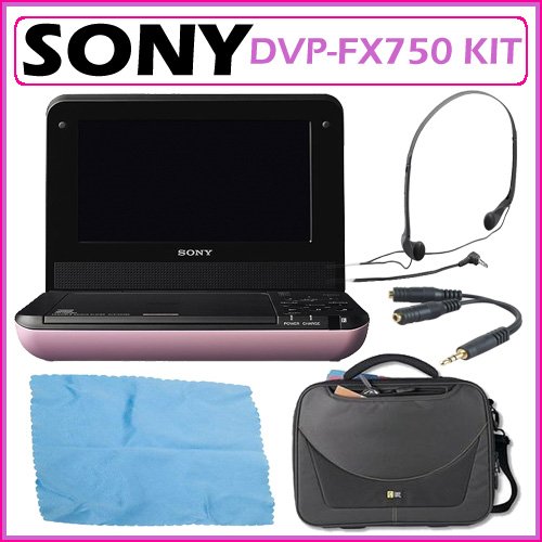 Sony DVP-FX750 7-inch Widescreen LCD Single-disc Portable DVD Player in Pink + Accessory Kit