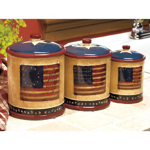 Americana Patriotic Kitchen Canister Set By Linda Spivey