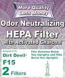 2 Pack, Dirt Devil F15 Filter with Odor Neutralizing Activated Charcoal; Compare to part #1-SS0150-000, 3-SS0150-001