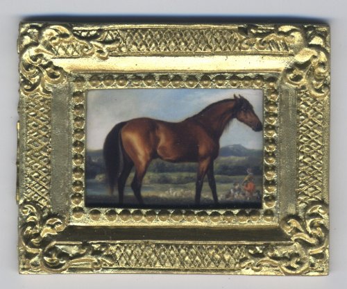 Dollhouse Miniature Framed Equestrian Print