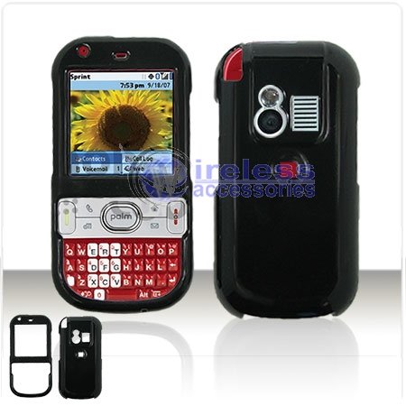 SOLID BLACK SNAP-ON COVER HARD CASE PHONE PROTECTOR for PALM CENTRO 690